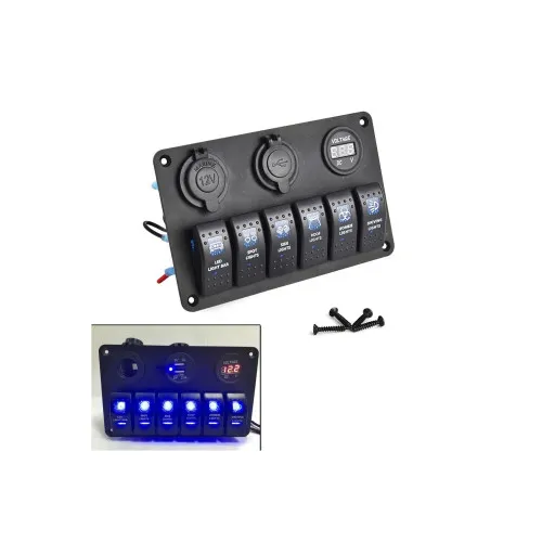Panou cu voltmetru, USB, priză 12V și 6 întrerupătoare — imaginea 5