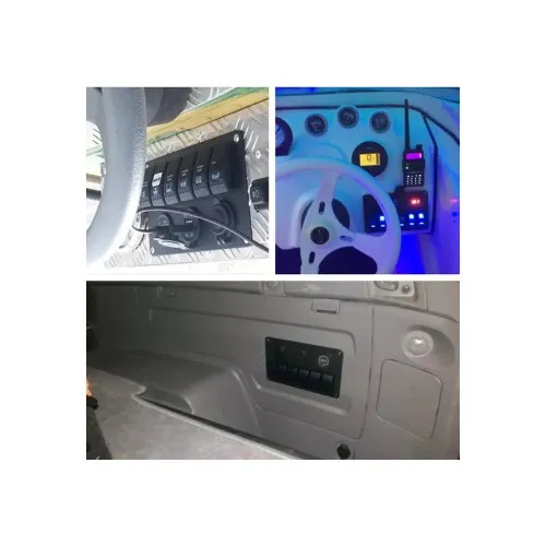 Panou cu voltmetru, USB, priză 12V și 6 întrerupătoare — imaginea 4