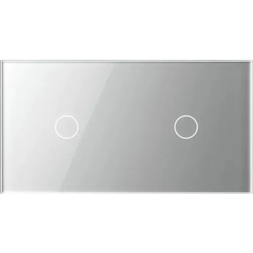 Panou din sticla Livolo argintiu, pentru 2 x intrerupator simplu cu touch