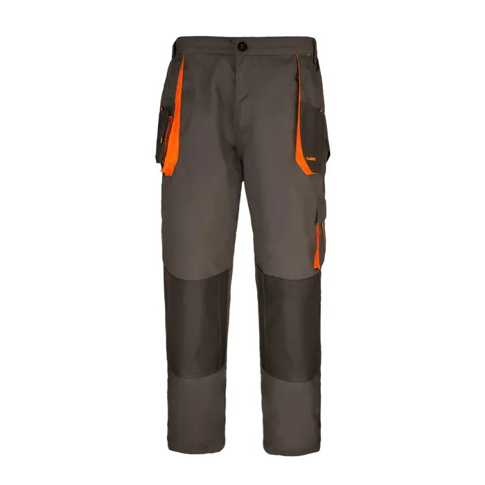 Pantaloni simpli Classic, tercot + poliester + bumbac, gri inchis + negru + portocaliu, marimea 54