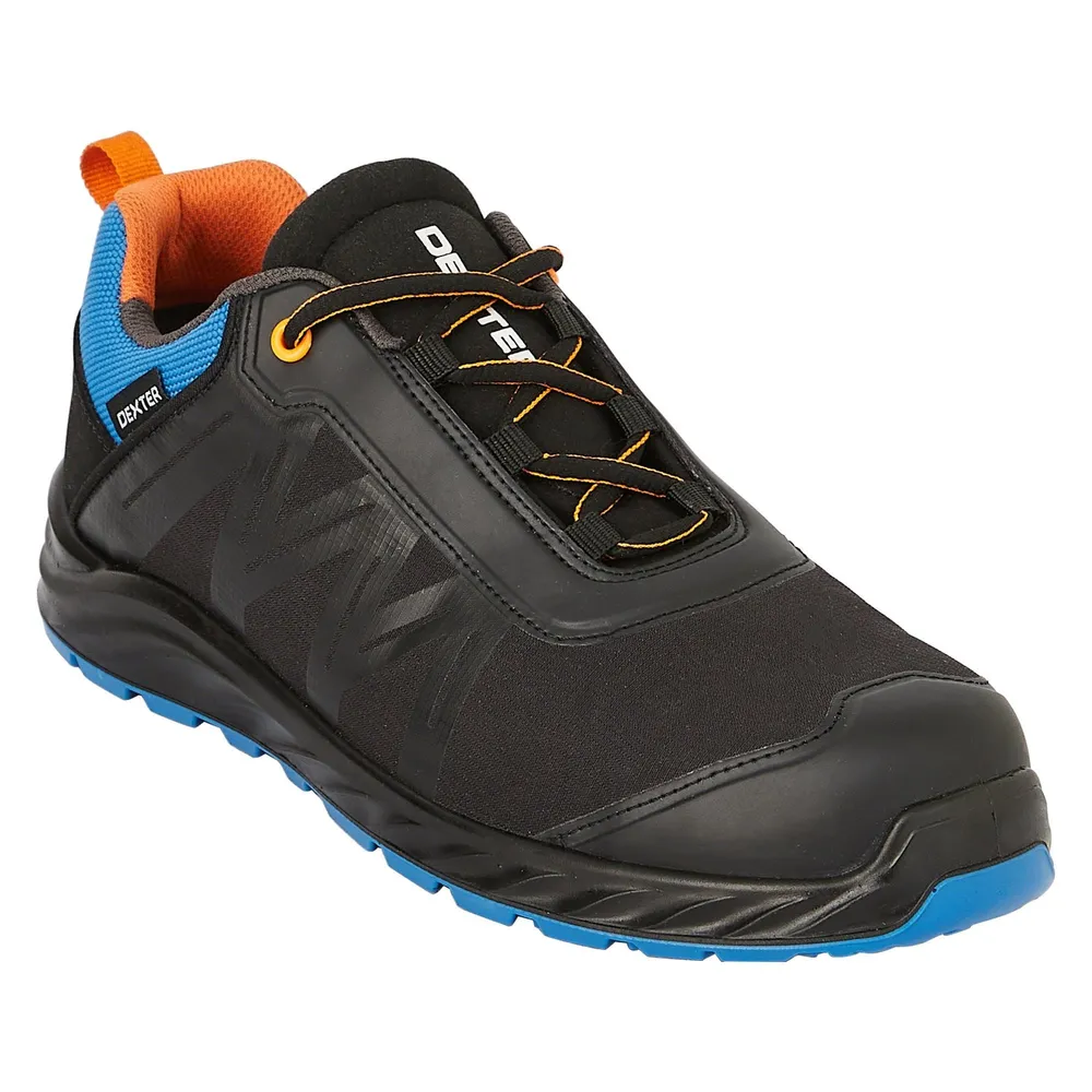 Pantofi protectie Dexter, clasa S1P, bombeu fibra de sticla, marimea 43, negru/albastru