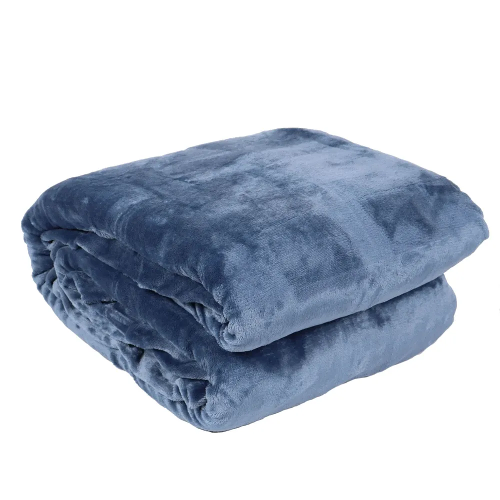 Patura pat, Caressa GS3625, 160 x 220 cm, poliester, albastru