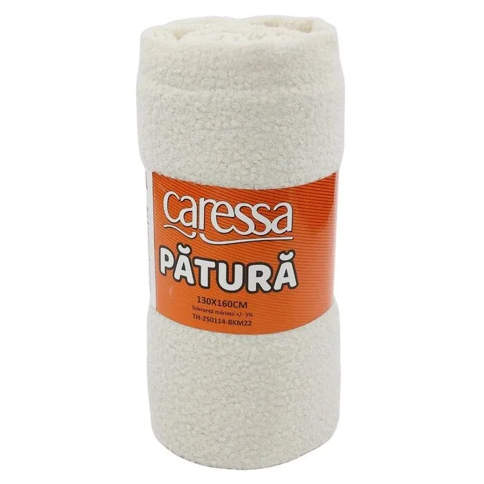 Patura pat, Caressa TH25BKM22, 130 x 160 cm, poliester, bej