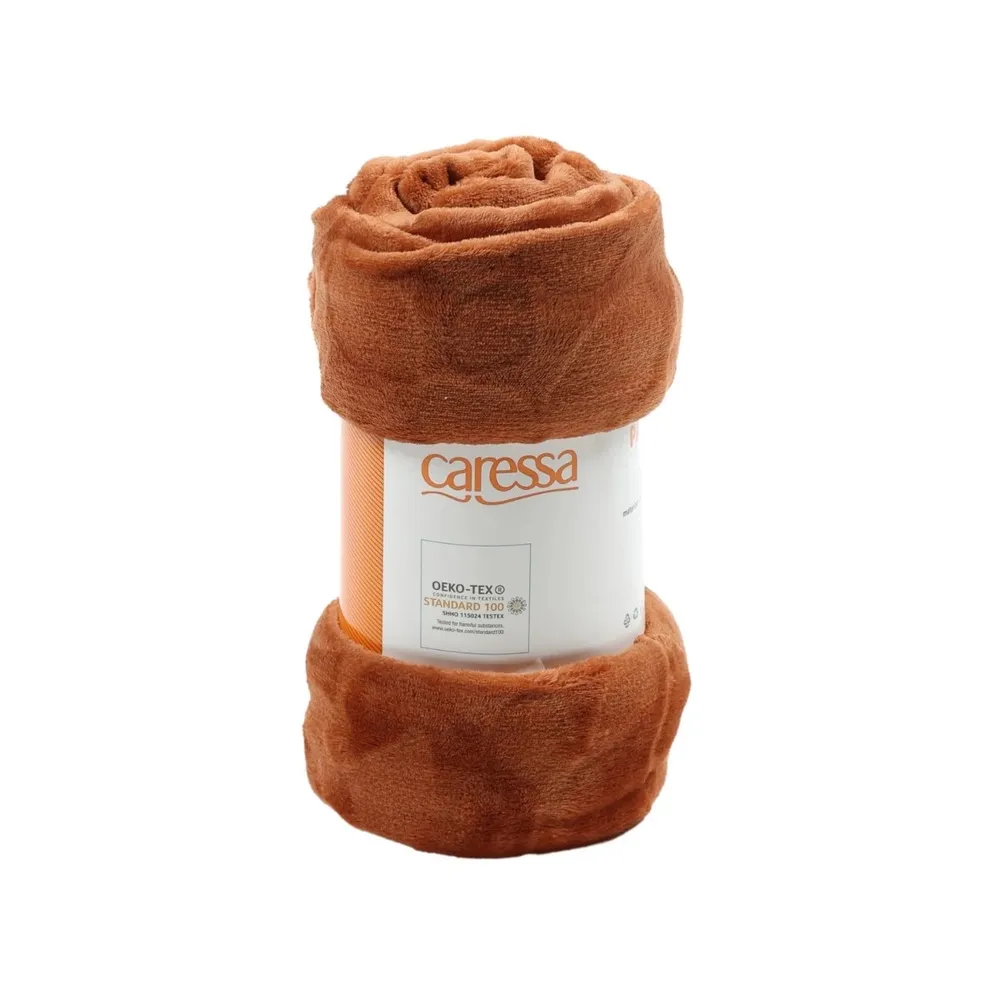Patura pat, Caressa TL062127TCL, 150 x 200 cm, poliester, teracota