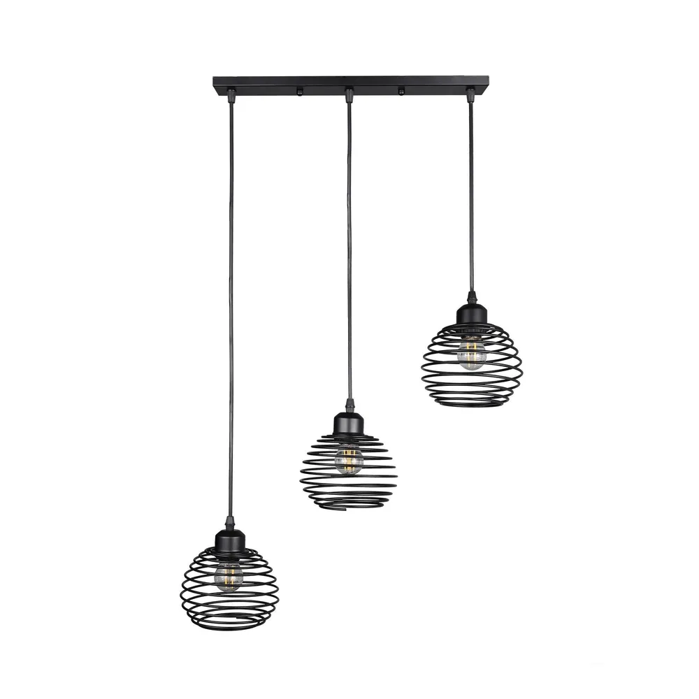 Pendul Great, 3 x E27, bara, negru, metal