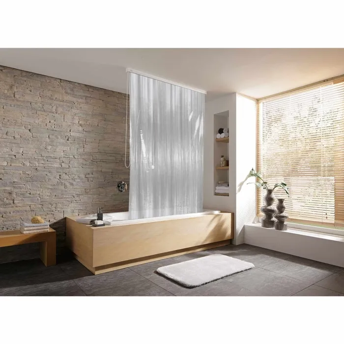 Perdea de dus, tip roleta, Kleine Wolke Milky 34211, 128 x 240 cm