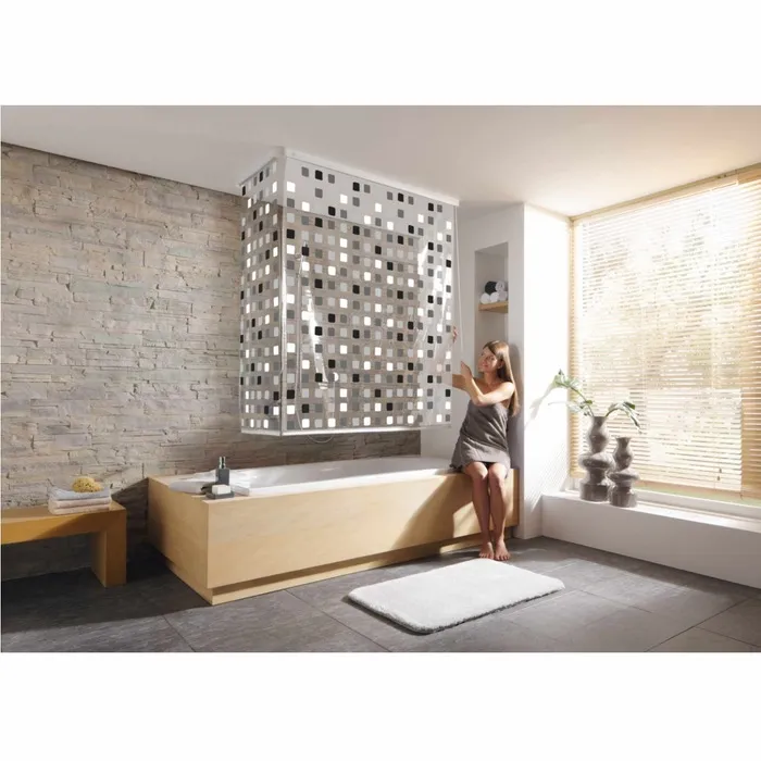 Perdea dus pentru colt, tip roleta, Kleine Wolke Grau 34221, 128 x 240 cm