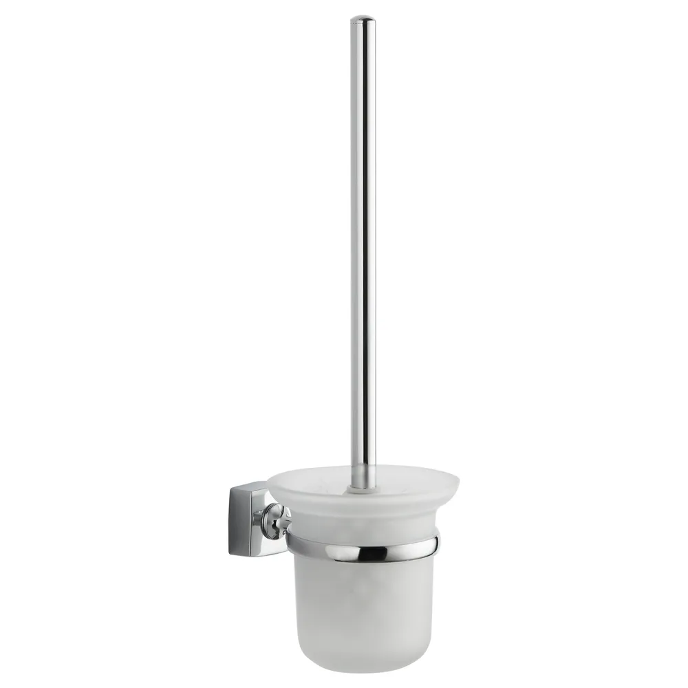 Perie WC Iobagno Quadra AC1114, suspendat, metal + sticla mata, 48 x 21 x 13.5 cm
