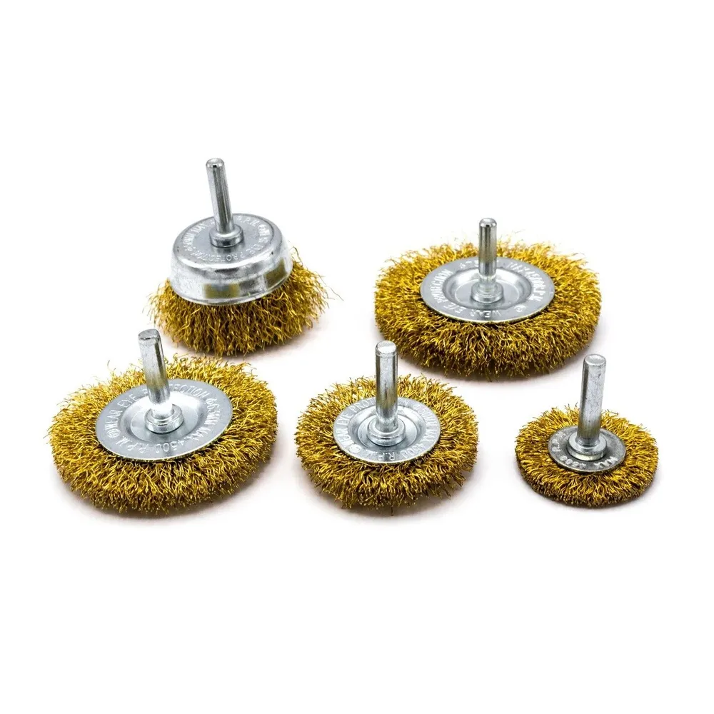 Perii cu tija pentru slefuire si decapare, pentru bormasina, Lumytools LT06982, 40 - 75 mm, set 5 bucati