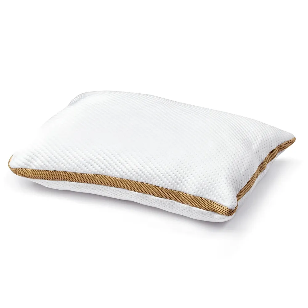 Perna pentru dormit Natur Therm, microfibra + puf siliconizat, alb + maro, 50 x 70 cm