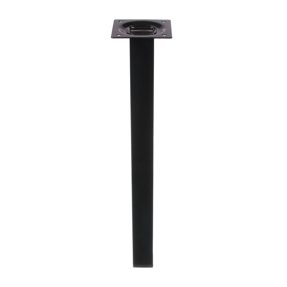 Picior mobila, 24 x 24 mm, H 400 mm, otel inoxidabil, negru, lucios