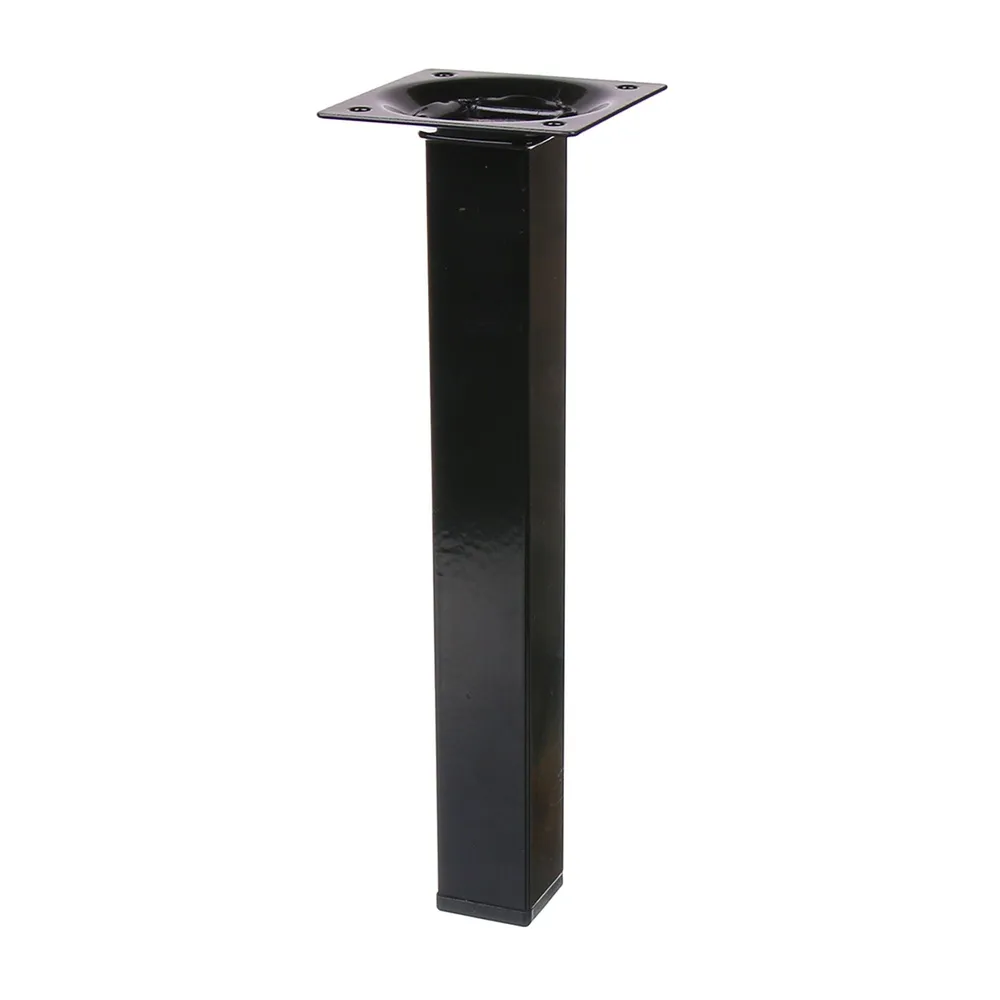 Picior mobila, 25 x 25 mm, H 200 mm, otel inoxidabil, negru, lucios