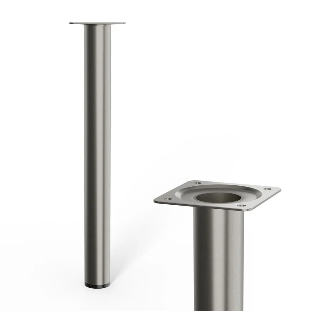 Picior mobila, Ø 30, H 300 mm, metal, argintiu satinat, periat