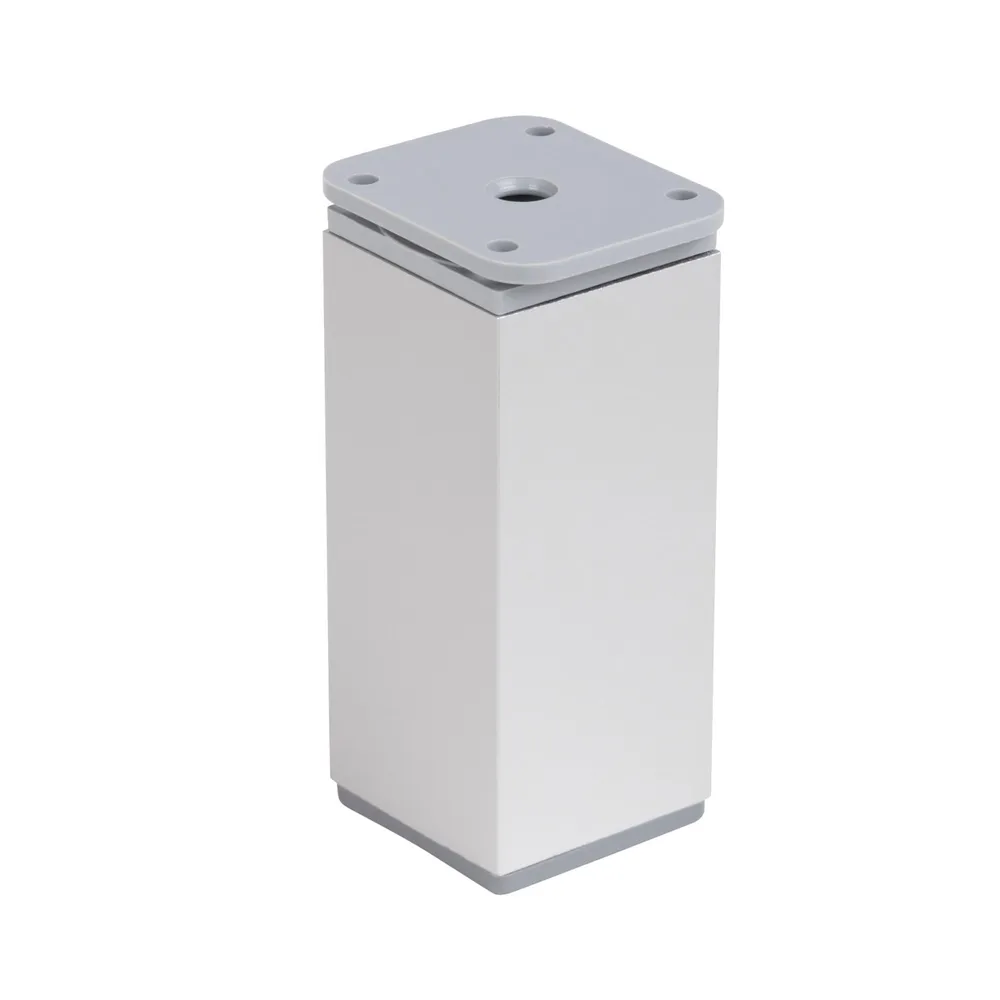 Picior mobila, 40 x 40 mm, H 100 mm, plastic, argintiu, aluminiu