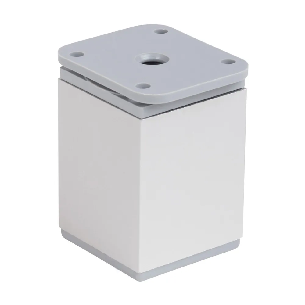 Picior mobila, 40 x 40 mm, H 60 mm, plastic, argintiu, aluminiu