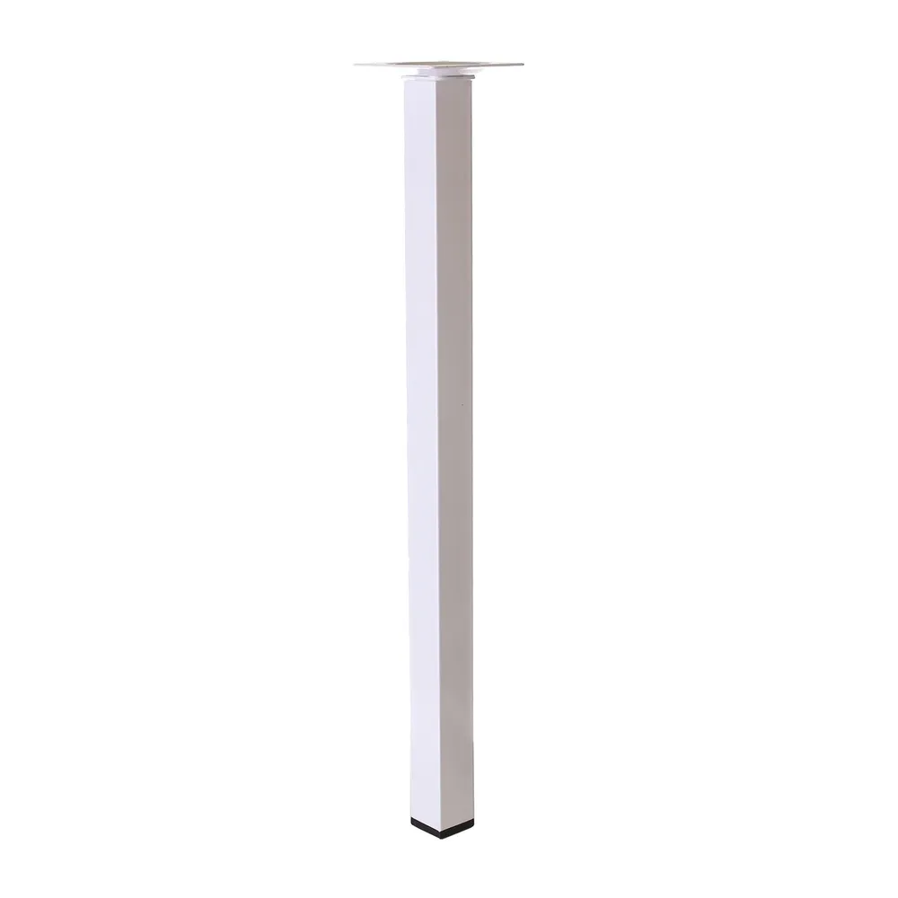 Picior mobila, pentru masa, 25 x 25 mm, H 800 mm, otel inoxidabil, alb, mat