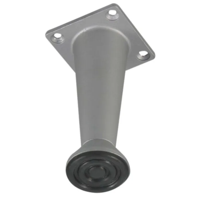 Picior mobila, universal, metalic, reglabil, crom satinat, rotund, 100 mm