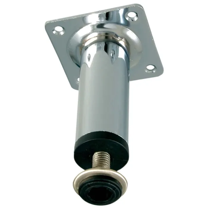 Picior mobila, universal, metalic, reglabil, cu placa, cromat, 100 mm