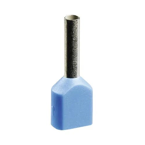 Pini terminali izolati Starke 2x0, 75 mm², 50 bucati, pentru conductor litat, culoare albastra