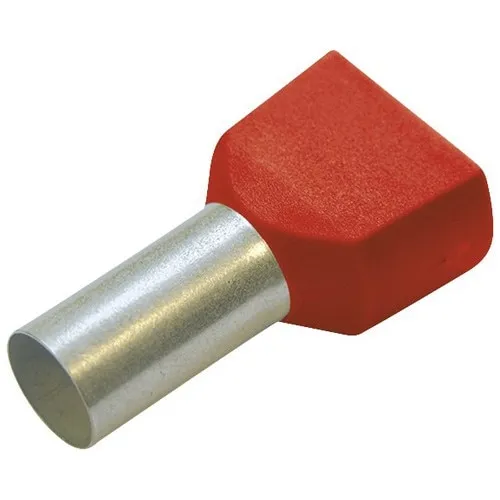 Pini terminali izolati Starke 2x1, 0 mm², 50 bucati, pentru conductor litat, culoare rosie