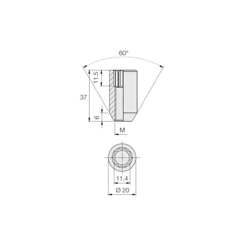 Piulita M12x1.25 cap cheie ingropat 37 mm pentru jante aluminiu — imaginea 2
