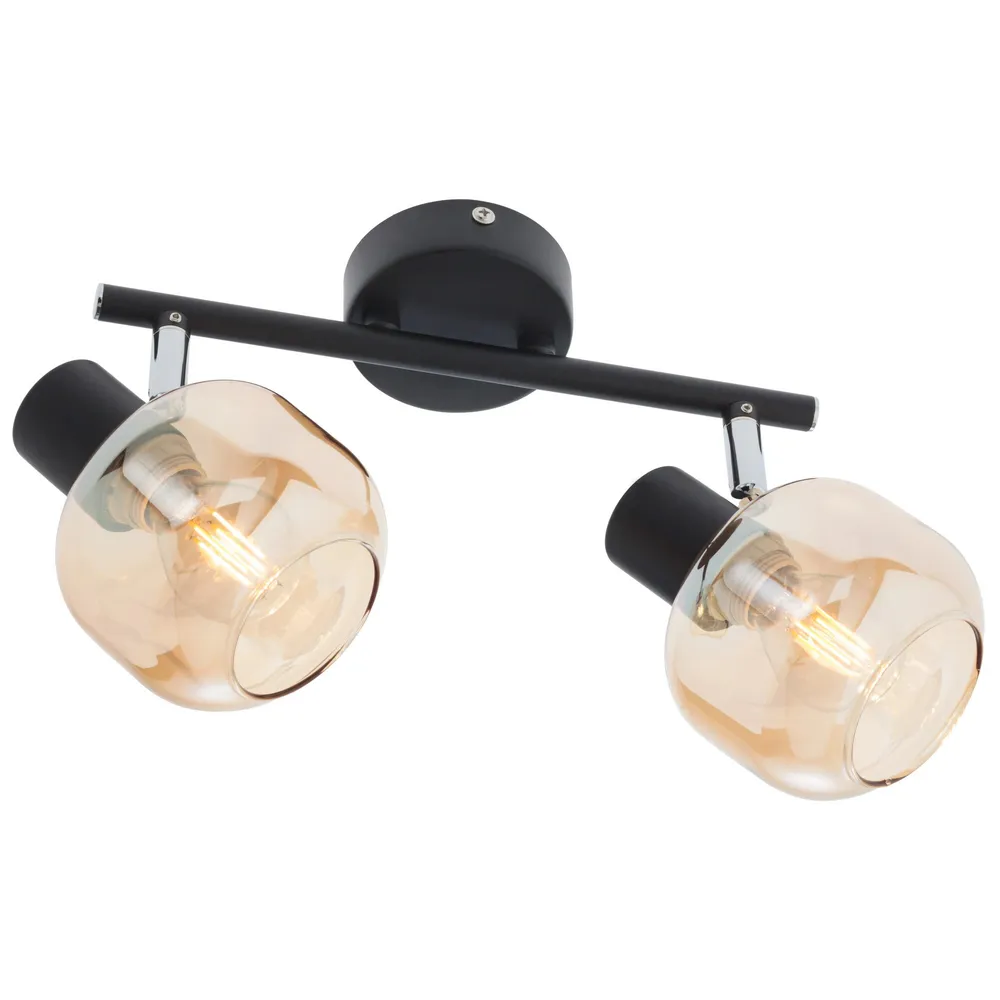 Plafoniera Amber 04-484, 2 x E14, negru + ambra, clasic