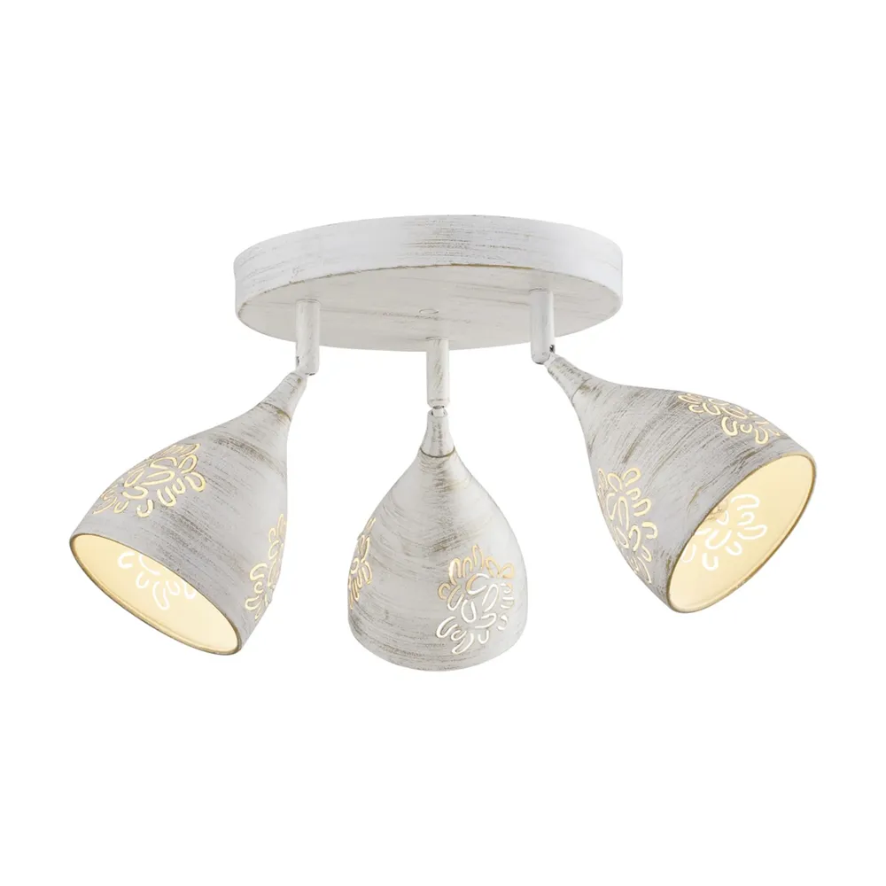 Plafoniera Bell LY-1035, 3 x E14, alb antic, modern
