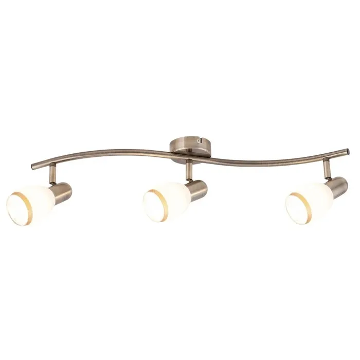 Plafoniera Elite 5972, 3 x E14, bronz, abajur sticla alba
