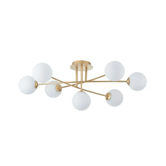 Plafoniera Helia, metal auriu, 7xG9, 320x850mm, alb opal
