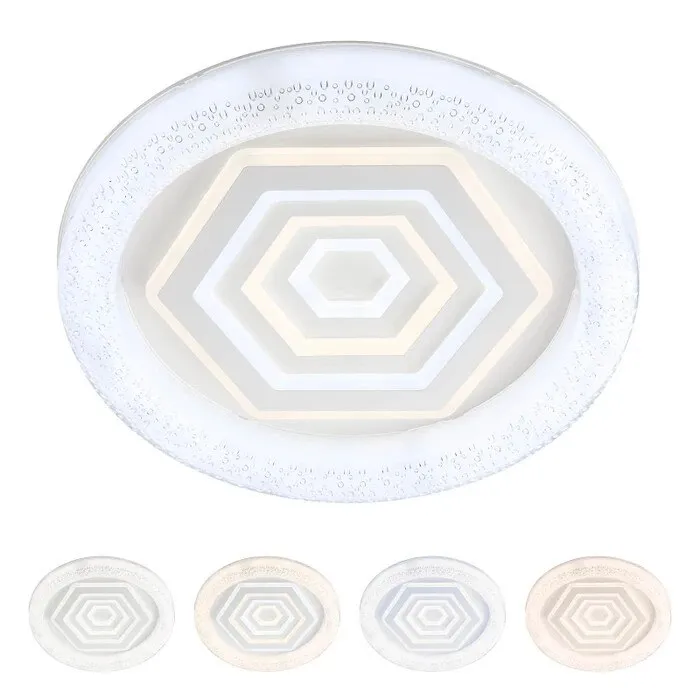 Plafoniera LED Azuki 05-921, 110 W, 8140 lm, lumina calda / neutra / rece, dimabil, cu telecomanda, alb, modern