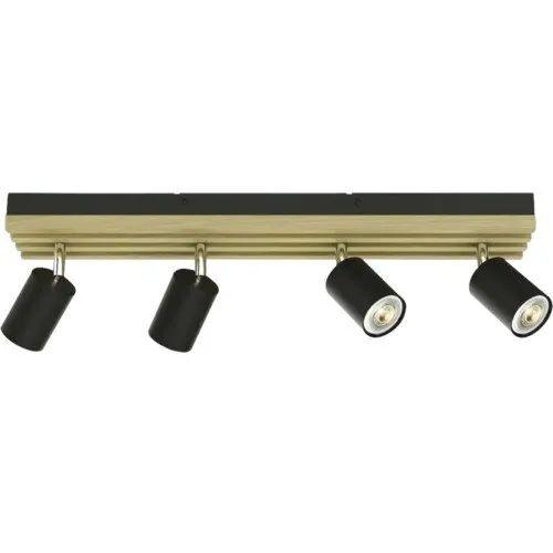 Plafoniera LED Barazzina, 4x28W, negru/lemn, 55x12x16cm