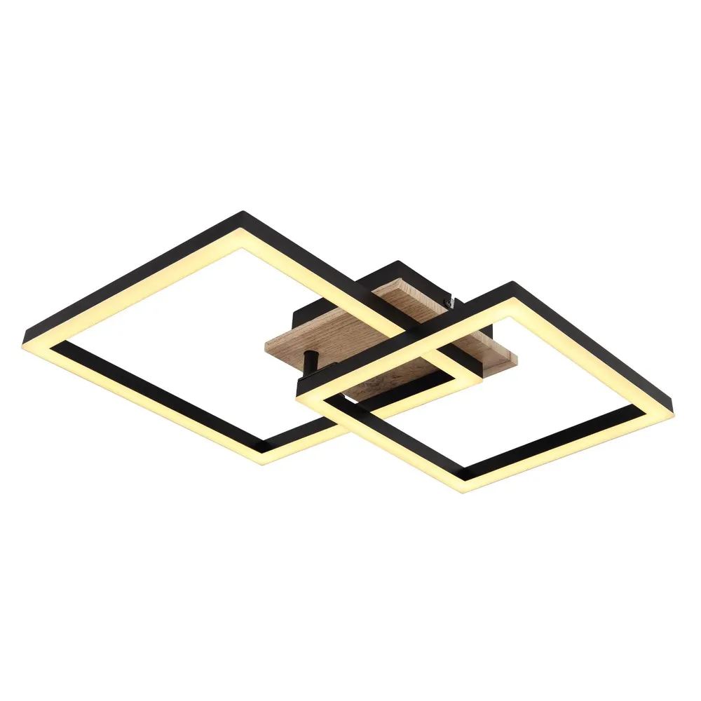 Plafoniera LED Bossy 67284-18, 18 W, 1200 lm, lumina calda, aspect lemn, negru, modern
