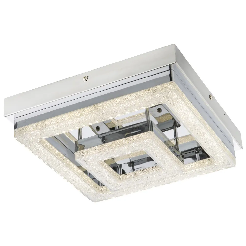 Plafoniera LED Fogo 49246-16, 16 W, 950 lm, lumina neutra, inox + alb + decoratiuni transparente, modern