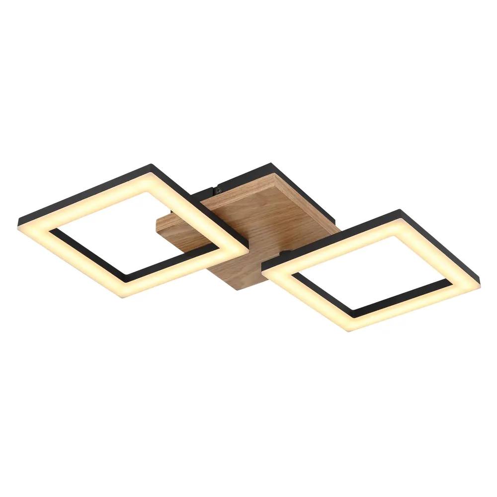Plafoniera LED Kerry 67280-18, 18 W, 1200 lm, lumina calda 3000 K, negru + imitatie lemn, modern