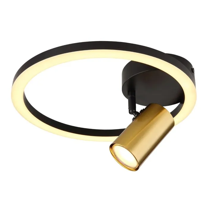 Plafoniera LED Marrie 57033-1, 12 W + 1 x GU10, 800 lm, lumina calda, negru + auriu, modern