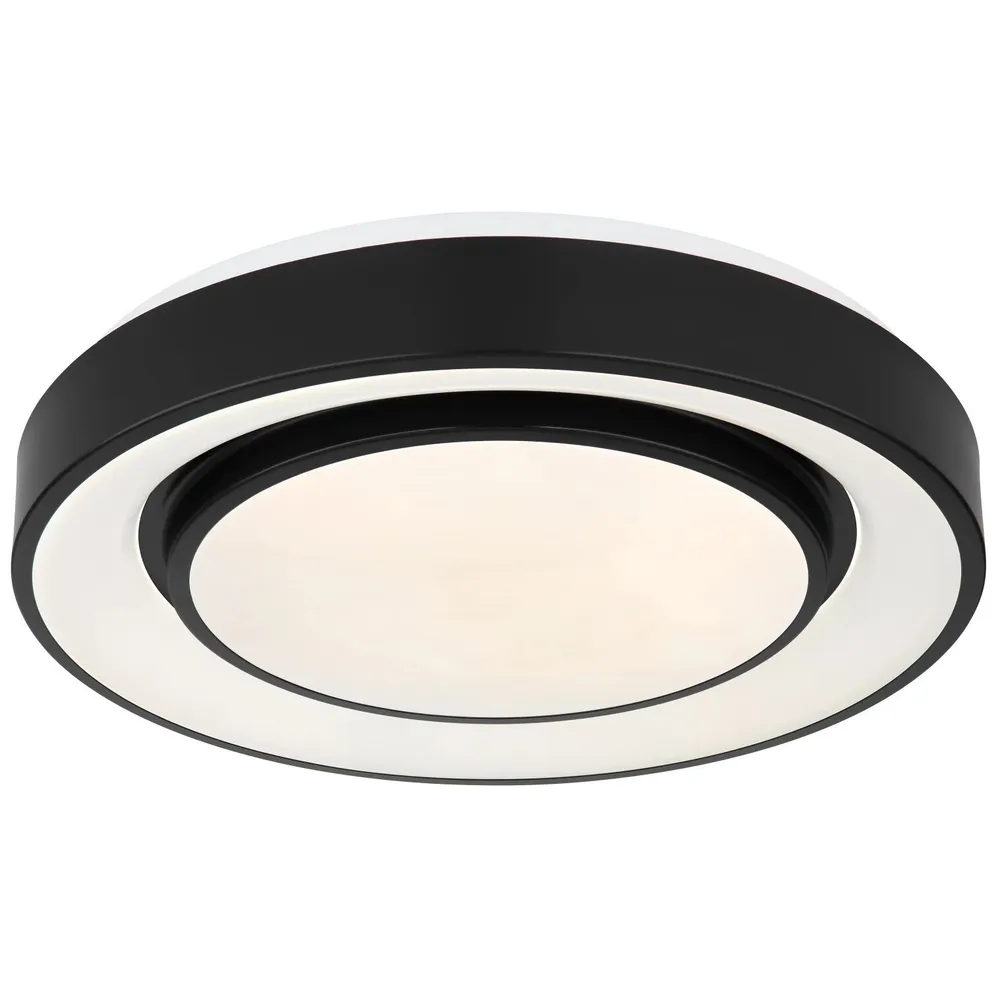 Plafoniera LED RGB Sully 41368-24, 24 W, 1500 lm, lumina calda / rece, functie memorie, lumina de veghe, dimabil, telecomanda, negru + opal, modern