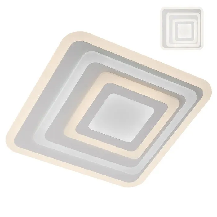 Plafoniera LED Stratos SQ 01-2337, 82 W, lumina calda / rece, telecomanda, dimabil, acril satinat + alb mat, modern