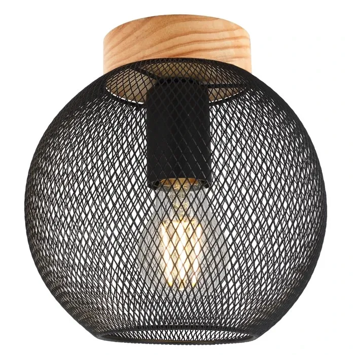 Plafoniera Matroz KL100015, 1 x E27, negru + natur, modern
