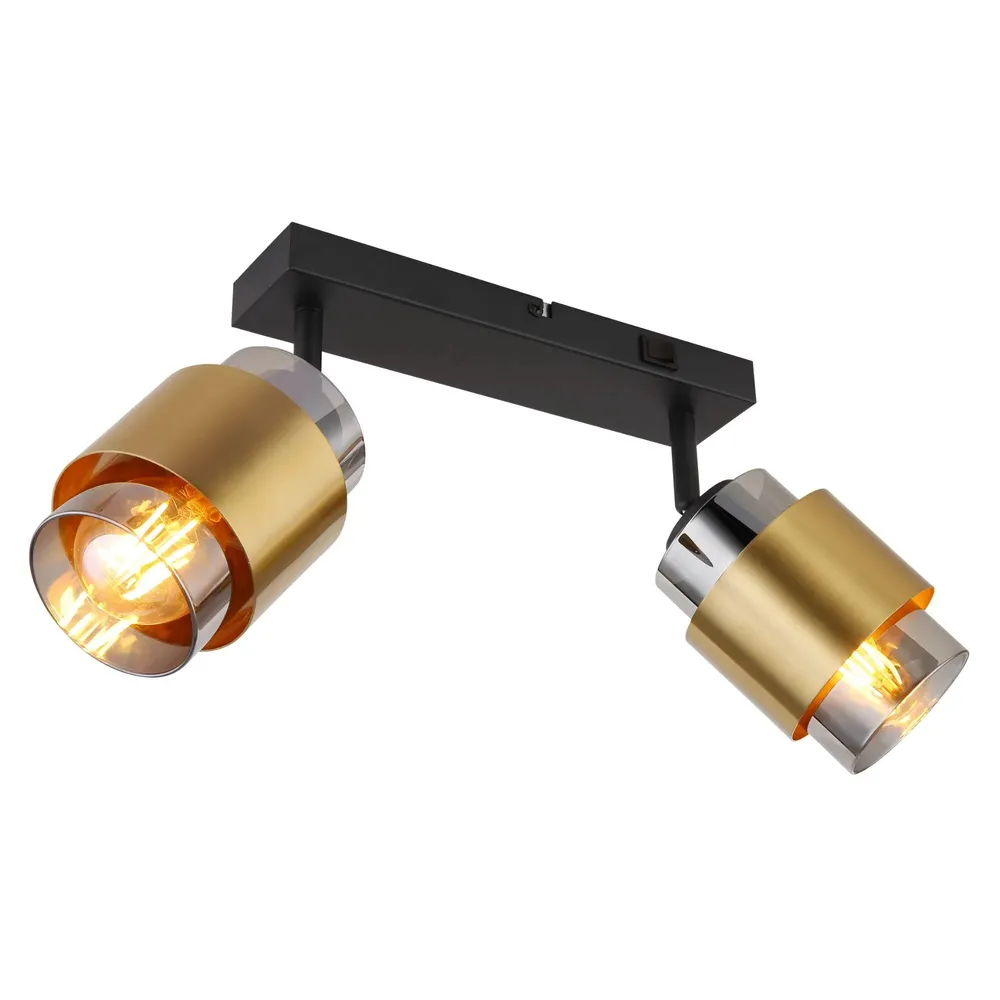 Plafoniera Milley 15560-2, 2 x E27, negru mat + auriu, modern