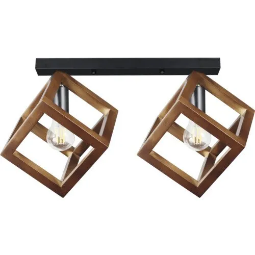 Plafoniera Rhombus, E27, lemn/nuc, 2x15W, 24x50x22cm