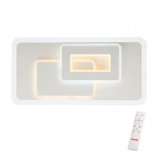 Plafoniera Smarter Stratos, alb mat, telecomanda, LED, 50W, 3000K-4500K-6500K, 7100 lumeni, L.40 cm