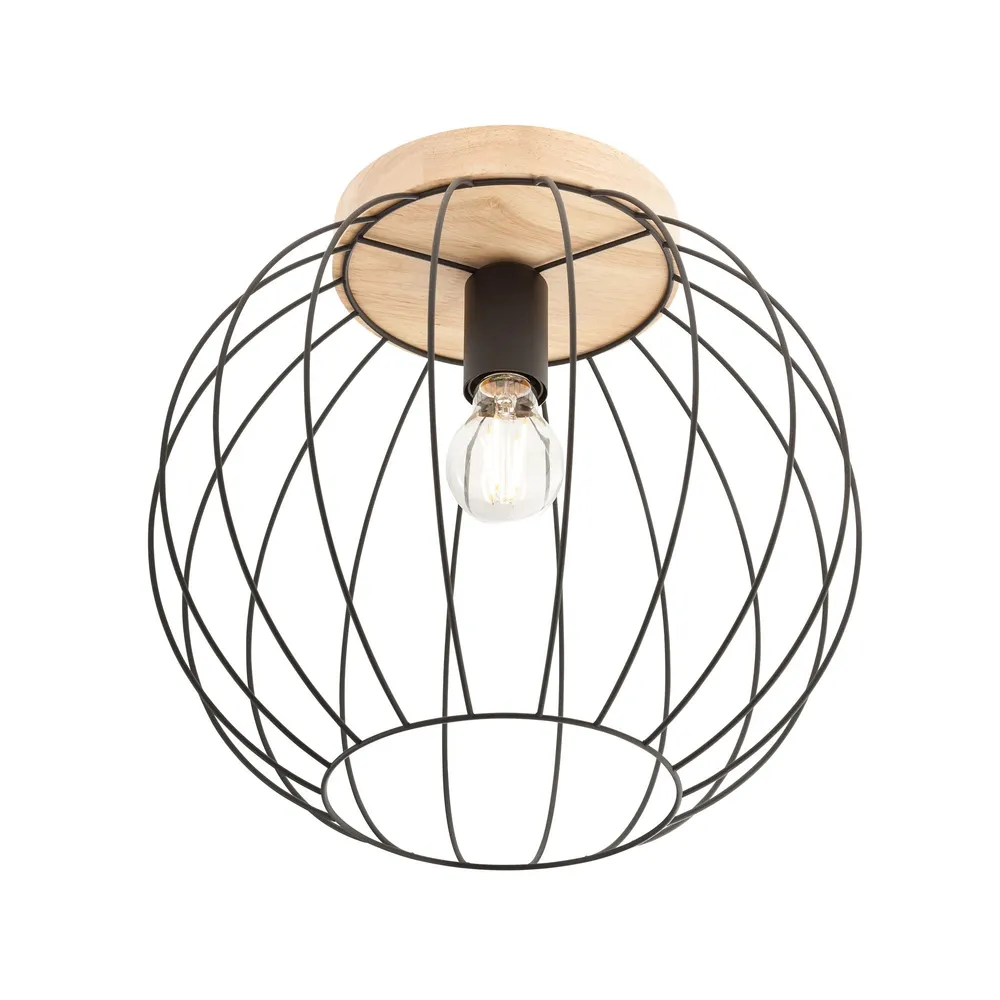 Plafoniera Trellis 01-3135, 1 x E27, negru + lemn natur, modern