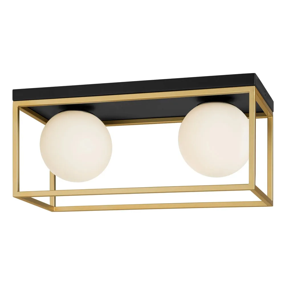 Plafoniera Zodiac 01-3054, 2 x E14, negru + alama + alb, modern