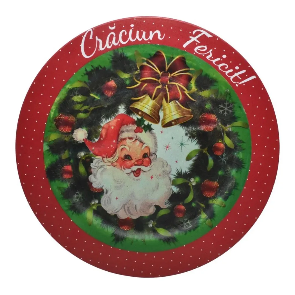 Platou Craciun rotund multicolor 33 cm
