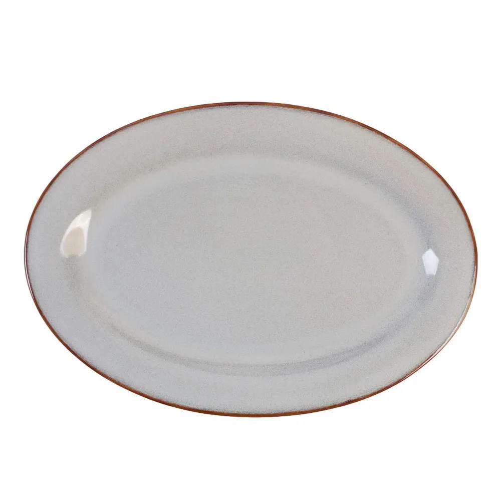 Platou oval ST-006-PL, ceramica, gri, 30 cm