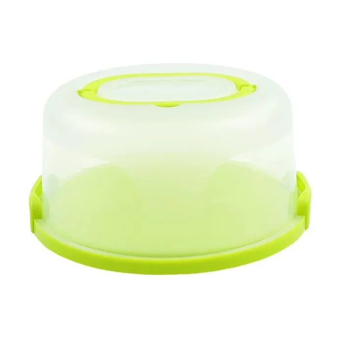 Platou rotund 5218, cu capac, plastic, verde, 21 cm