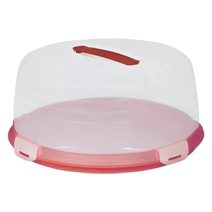 Platou rotund Curver 172569, cu capac, plastic, rosu, 34.7 cm