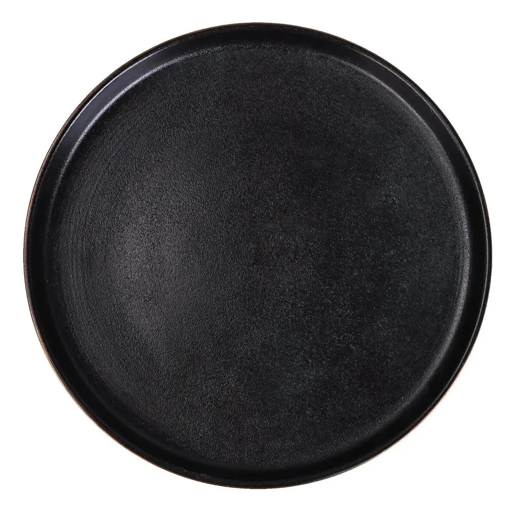 Platou rotund pentru pizza D4115, portelan, negru, 25.5 cm