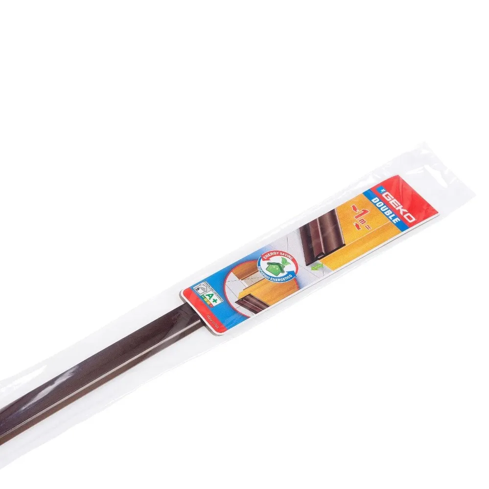 Prag izolator pentru usi, Geko Double, PVC rigid, maro, 1 m