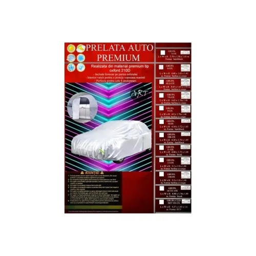 Prelata Auto Premium Oxford Berlina Coupe Grupa 13B-OX 5.30x1.80x1.48m Impermeabila cu Fermoar — imaginea 4